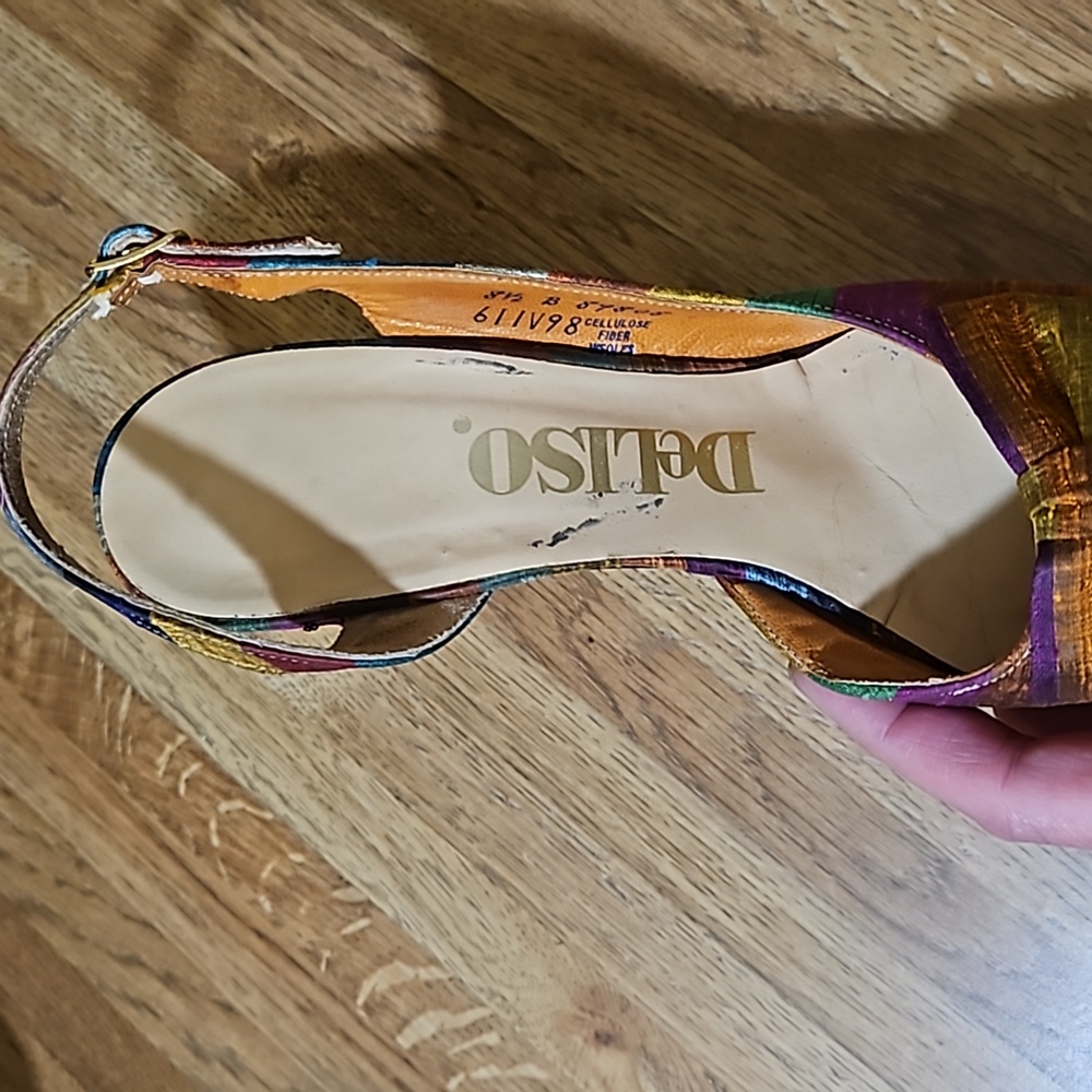 Deliso Vintage Colorful Material Heels 8.5B - Picture 14 of 16